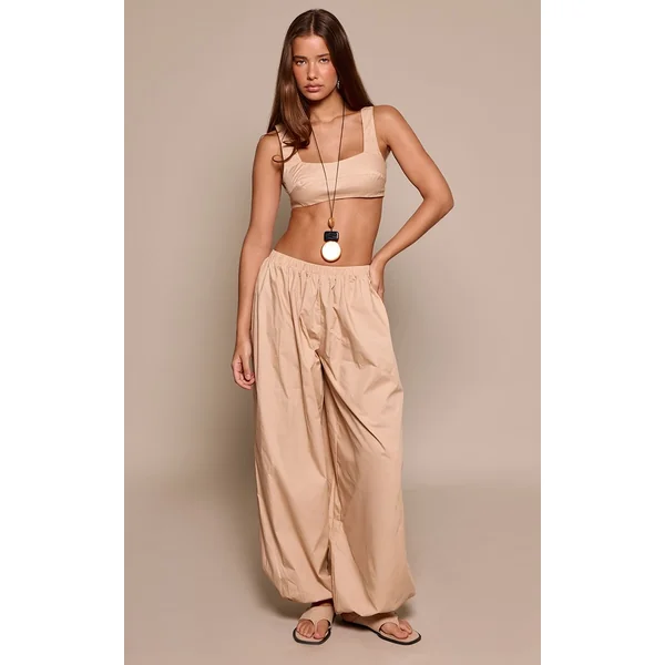Taupe Top Bralette À Fines Rayures