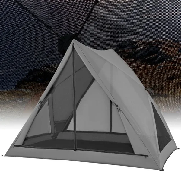 Tente de Camping Escamotable pour 2-3 Personnes Tente Imperméable Transparente Unidirectionnelle à 360° avec Coupe-vent 225x145x161cm Gris