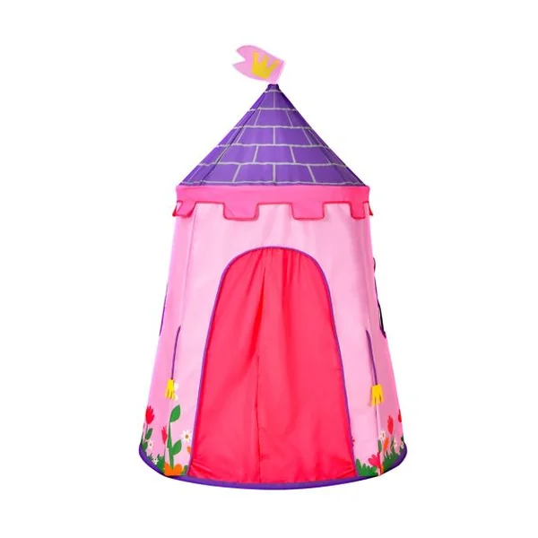 Tente de Jeu Portable Enfants 3 Ans + Sac de Transport en Tissu Oxford Épais Motif de Fleurs Intérieur et Extérieur Rose
