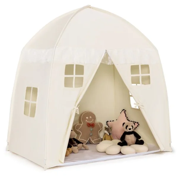 Tente de Jeu pour Enfants 3 Ans + avec Tapis Antidérapant et Sac de Transport Blanc/Rose