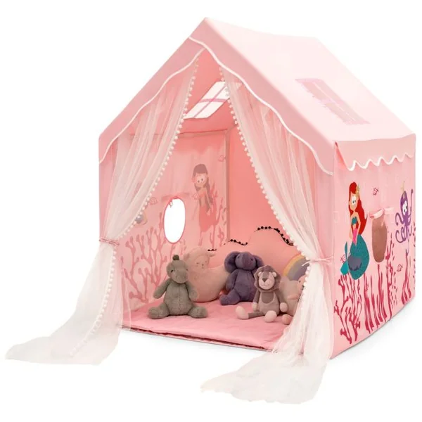 Tente de Jeux pour Enfants Intérieur Cabane avec Fenêtres en Maille Respirante pour Enfants plus de 1 Ans Bleu/Rose
