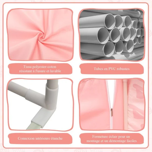 Tente de Jeux pour Enfants Intérieur Cabane avec Fenêtres en Maille Respirante pour Enfants plus de 1 Ans Bleu/Rose