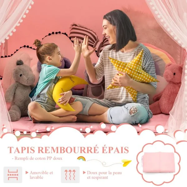 Tente de Jeux pour Enfants Intérieur Cabane avec Fenêtres en Maille Respirante pour Enfants plus de 1 Ans Bleu/Rose