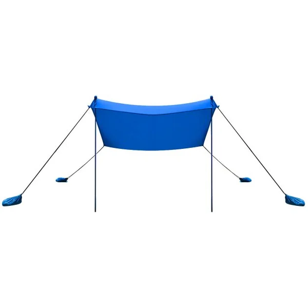 Tente de Plage avec Sac de Transport et 4 Sacs de Sable Grand Abri Solaire en Lycra pour la Plage le Camping la Pêche Bleu