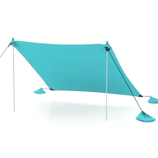 Tente de Plage Portable 2x2M Anti UV UPF50+ Abris Solaire de Plage avec 4 Sacs pour Sable Piquets de Sol 2 Poteaux Sac de Transport Bleu