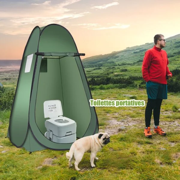 Tente de Toilette Tente de Douche Portable Pliable en Polyester de Haute Qualité avec Sac de Transport 120x120x190cm Vert/Camouflage