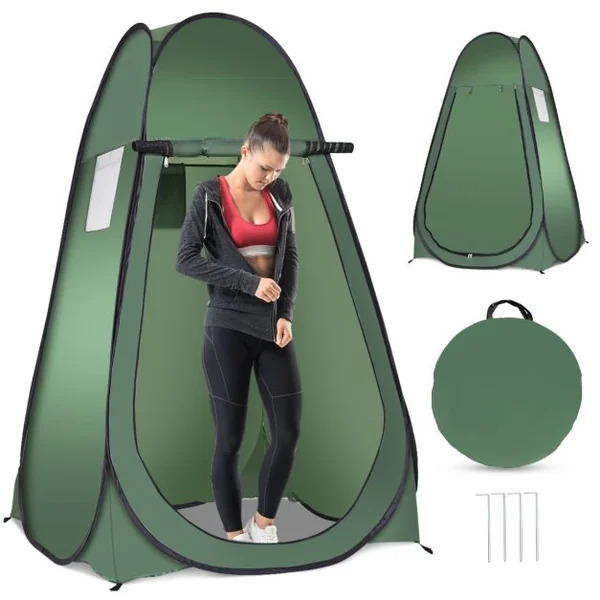 Tente de Toilette Tente de Douche Portable Pliable en Polyester de Haute Qualité avec Sac de Transport 120x120x190cm Vert/Camouflage