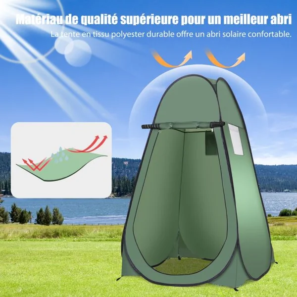 Tente de Toilette Tente de Douche Portable Pliable en Polyester de Haute Qualité avec Sac de Transport 120x120x190cm Vert/Camouflage
