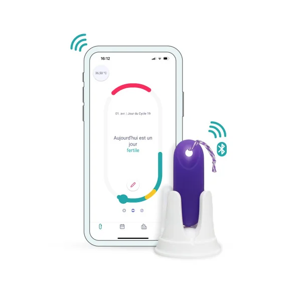 Thermomètre d'ovulation connecté TrackleCatch avec ficelle