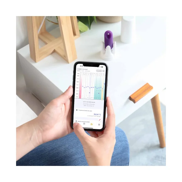 Thermomètre d'ovulation connecté TrackleCatch avec ficelle