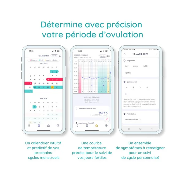 Thermomètre d'ovulation connecté TrackleCatch avec ficelle