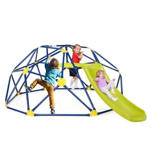 Toboggan avec Dôme d'Escalade pour Enfants 3-10 Ans Cage d'Escalade Charge max.: 180 KG Jeu Extérieure et Intérieure 6 Couleurs au Choix