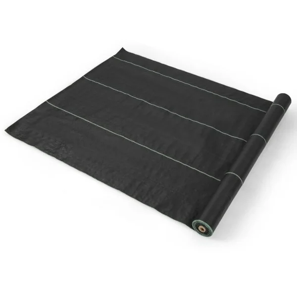 Toile de Paillage Contre les Mauvais Herbes 2Mx25M Tapis en Tissu Anti-mauvaises Herbes de Jardin en PP avec Ligne de Guidage Noir