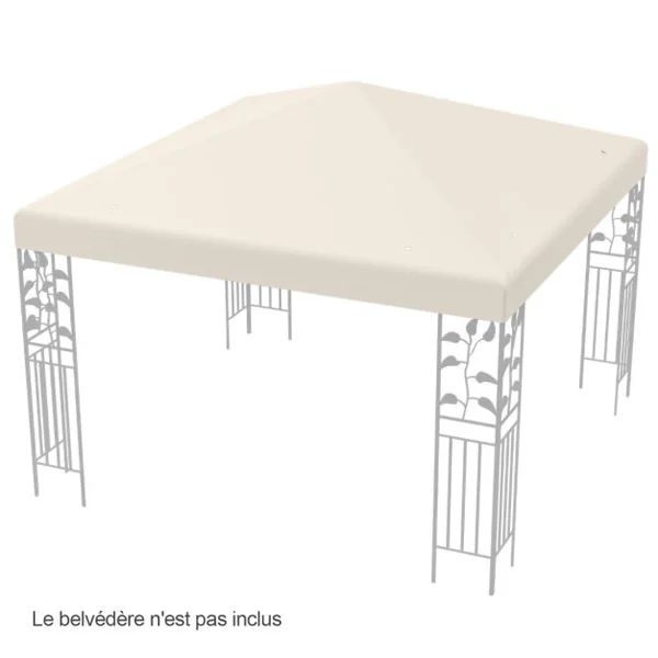 Toile de Tonnelle 300cm x 300cm Toile d'Ombrage en Polyester Pare-soleil avec Attaches Auto-agrippantes Beige/Vert Foncé/Vin Rouge