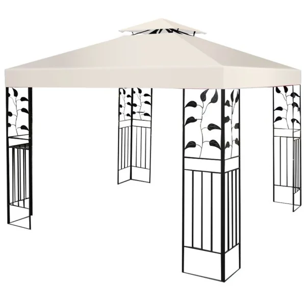 Toile Supérieure 3 x 3 m pour Gazebo à Deux Niveaux Toit de Terrasse avec Boucles en Aluminium Vin Rouge