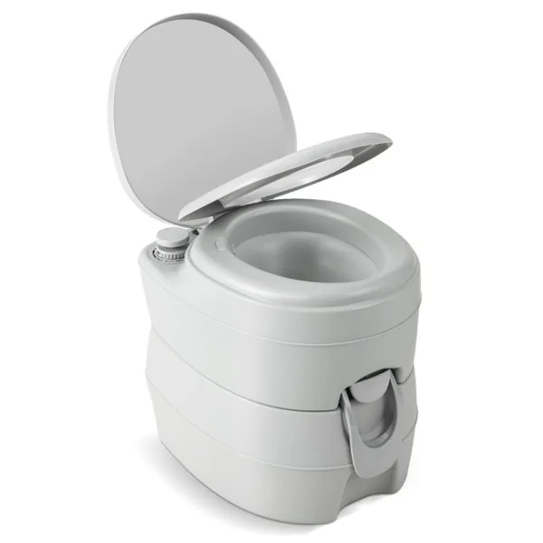 Toilette Portable avec Réservoir d'Eaux Usées Détachable de 20 L Toilette Mobile avec Siège Étanche Pompe de Chasse Toilette de Camping Gris