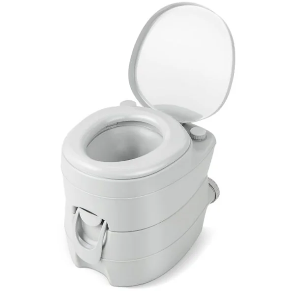 Toilette Portable avec Réservoir d'Eaux Usées Détachable de 20 L Toilette Mobile avec Siège Étanche Pompe de Chasse Toilette de Camping Gris