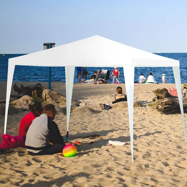 Tonnelle de Jardin 3x3M Tente de Reception avec 4 Bâches Amovibles et Fenêtres Transparentes Tubes Métalliques Barnum pour Fête Mariage BBQ