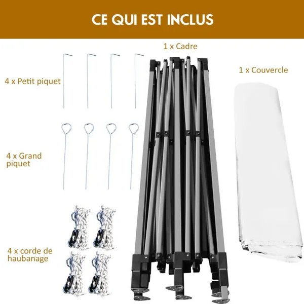 Tonnelle de Jardin Escamotable Pliable 3x3M Tente de Fête Imperméable Protection Solaire 3 Hauteurs 305/320/335cm pour Patio Blanc/Bleu/Gris