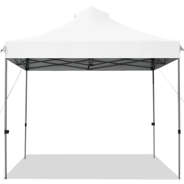 Tonnelle de Jardin Escamotable Pliable 3x3M Tente de Fête Imperméable Protection Solaire 3 Hauteurs 305/320/335cm pour Patio Blanc/Bleu/Gris