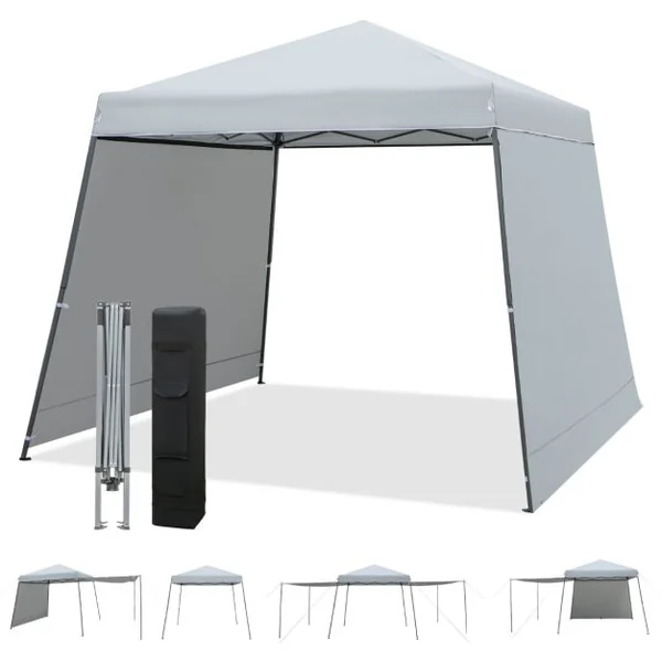 Tonnelle de Jardin Pliable Instantané 300 x 300 cm avec Parois Latérale Amovibles Sac à Roulettes Hauteur Réglable