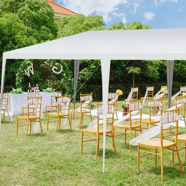 Tonnelle de Jardin Pliant 3 m x 6 m Tente de Réception Dessus Imperméable Recouverte de Tissu PE pour Fêtes Commercial