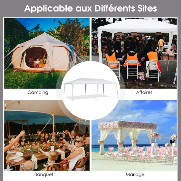 Tonnelle de Jardin Pliant 3 m x 6 m Tente de Réception Dessus Imperméable Recouverte de Tissu PE pour Fêtes Commercial