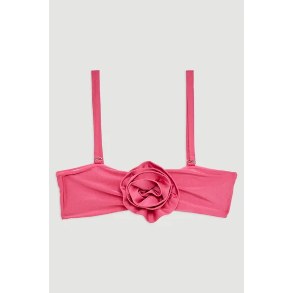 Top bikini bandeau avec détail de rosette