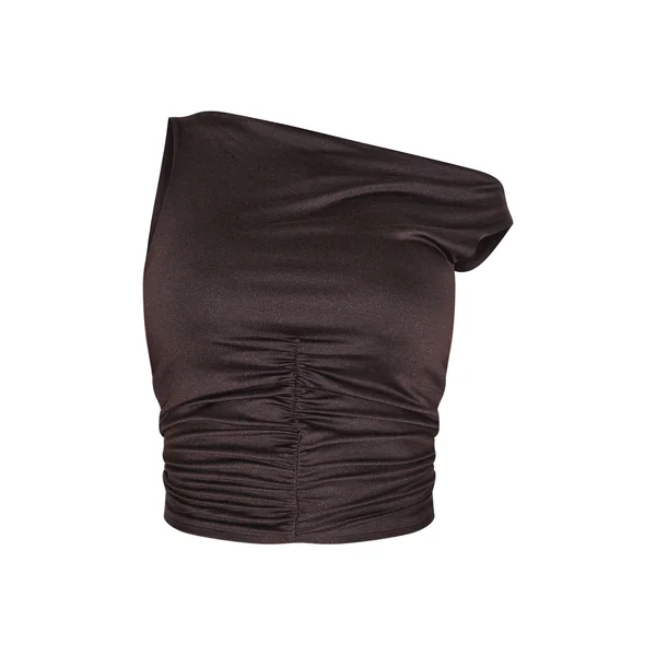 Top Shape Chocolat Ultra Doux À Encolure Bateau Et Fronces Sous Poitrine