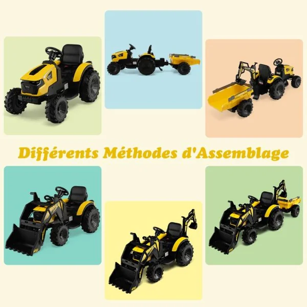 Tracteur Electrique 12 V pour Enfants 3-5 km/h Télécommande MP3 USB Vert