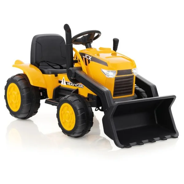 Tracteur Electrique 12V/7Ah Tractopelle pour Enfants Télécommande 2,4G Démarrage Progressif LED Musique 30 kg 3-8 Ans