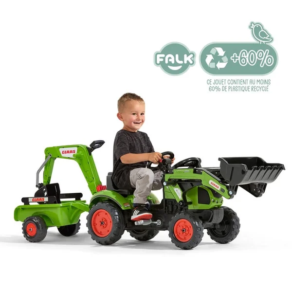 Tractopelle Claas avec excavatrice et remorque