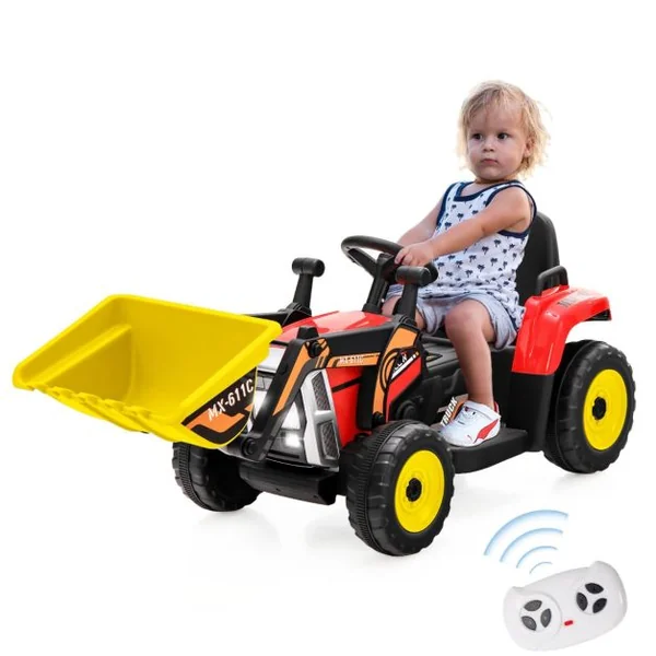 Tractopelle Electrique 12 V/7Ah pour Enfants 3-8 km/h Télécommande 2,4G Excavatrice pour 3-8 Ans Jaune