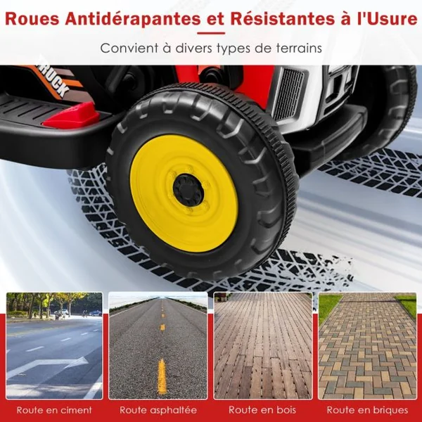Tractopelle Electrique 12 V/7Ah pour Enfants 3-8 km/h Télécommande 2,4G Excavatrice pour 3-8 Ans Jaune
