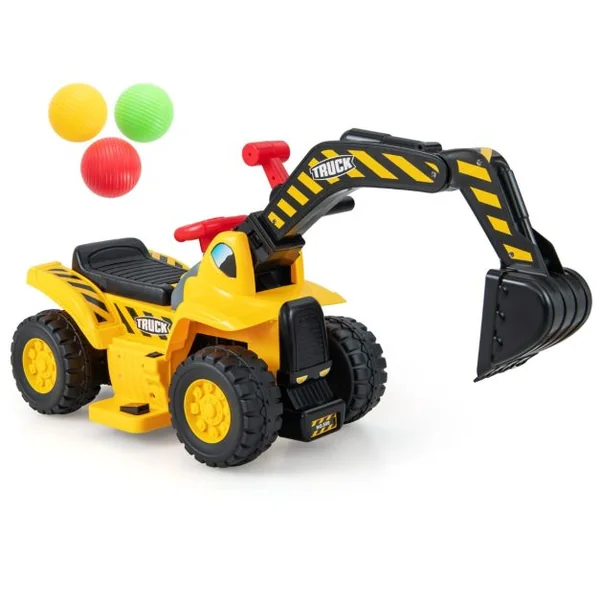 Tractopelle Électrique Jouet de Construction avec Godet Contrôlable Rangement Caché Effets Sonores Panier de Basket et 3 Balles pour Enfants de 2 Ans et Plus