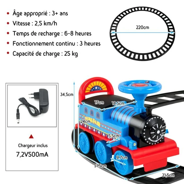 Train Electrique pour Enfants -16 Accessoires de Rails Cadeau de Noël Pour Tout-petits 3+ ans Bleu/Noir/Vert/Bleu foncé