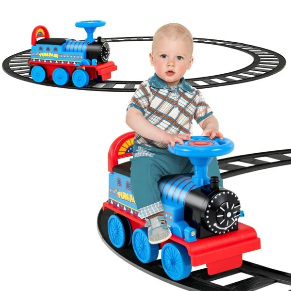 Train Electrique pour Enfants -16 Accessoires de Rails Cadeau de Noël Pour Tout-petits 3+ ans Bleu/Noir/Vert/Bleu foncé