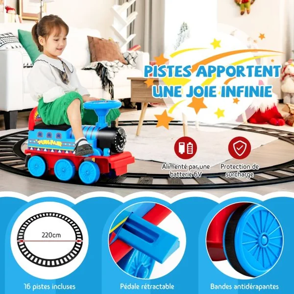 Train Electrique pour Enfants -16 Accessoires de Rails Cadeau de Noël Pour Tout-petits 3+ ans Bleu/Noir/Vert/Bleu foncé