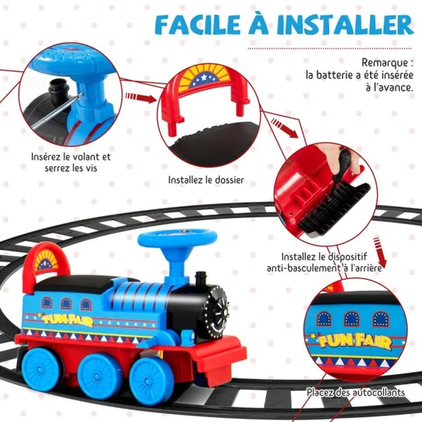 Train Electrique pour Enfants -16 Accessoires de Rails Cadeau de Noël Pour Tout-petits 3+ ans Bleu/Noir/Vert/Bleu foncé