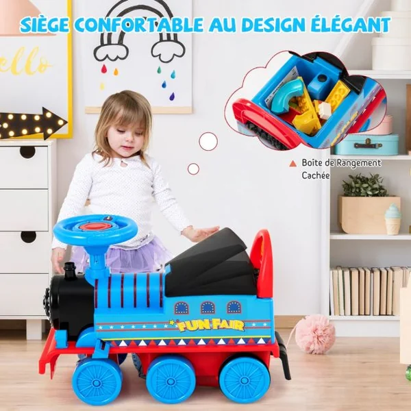 Train Electrique pour Enfants -16 Accessoires de Rails Cadeau de Noël Pour Tout-petits 3+ ans Bleu/Noir/Vert/Bleu foncé