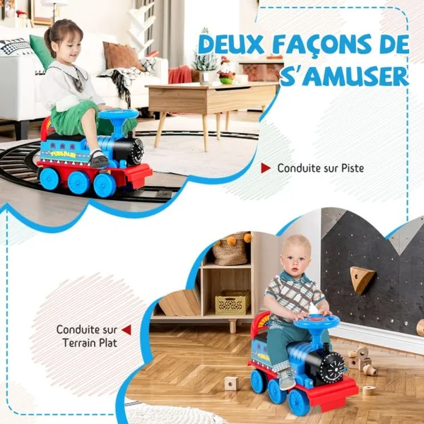 Train Electrique pour Enfants -16 Accessoires de Rails Cadeau de Noël Pour Tout-petits 3+ ans Bleu/Noir/Vert/Bleu foncé