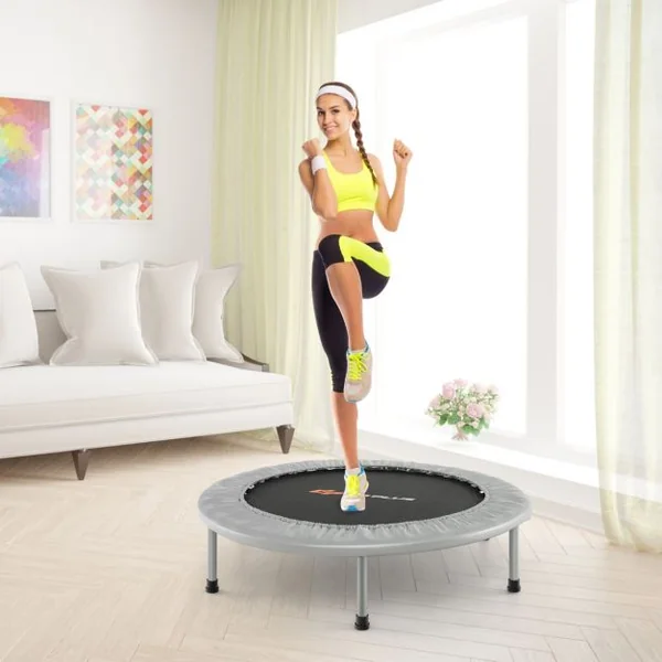 Trampoline de Fitness Pliable Ø95,5CM pour Intérieur et Extérieur pour Adultes et Enfants Charge Max 150KG Bleu/Gris/Rose/Rouge