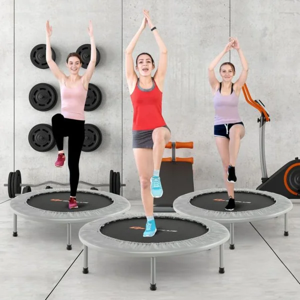 Trampoline de Fitness Pliable Ø95,5CM pour Intérieur et Extérieur pour Adultes et Enfants Charge Max 150KG Bleu/Gris/Rose/Rouge