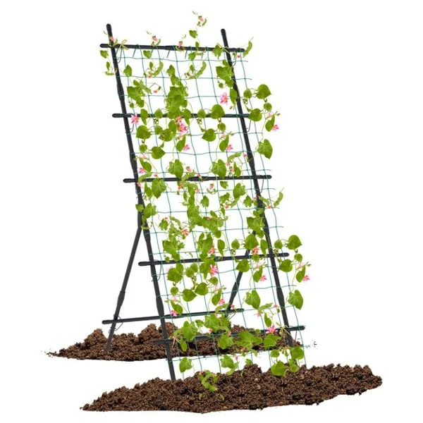Treillis de Jardin Cadre en Métal en Forme de A Filet de Protection Capuchons Inférieurs Pointus Plantes Grimpantes Noir