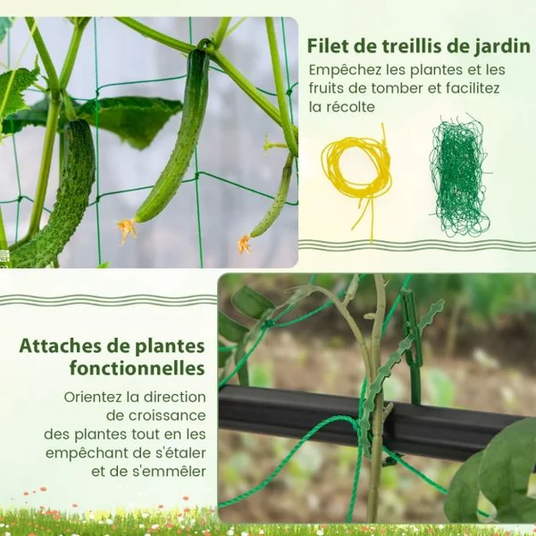 Treillis de Jardin Cadre en Métal en Forme de A Filet de Protection Capuchons Inférieurs Pointus Plantes Grimpantes Noir