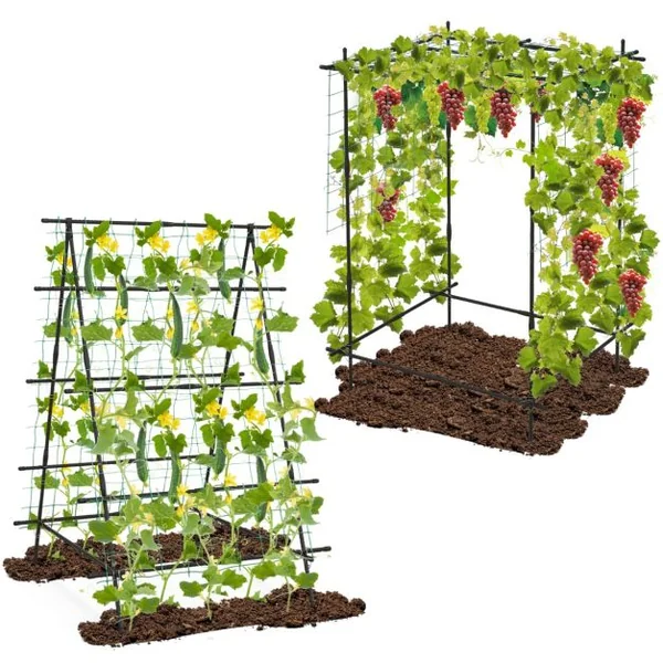 Treillis de Jardin en Métal Forme Réglable Filet de Protection Clips-pince Textures Antidérapantes Plantes Grimpantes Noir