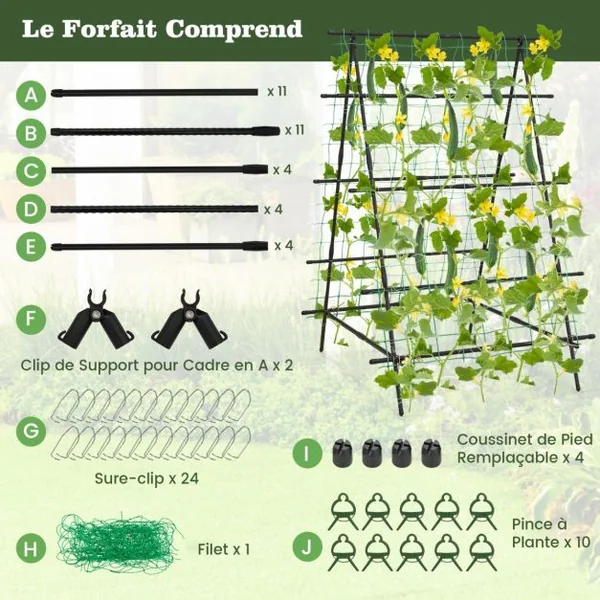 Treillis de Jardin en Métal Forme Réglable Filet de Protection Clips-pince Textures Antidérapantes Plantes Grimpantes Noir