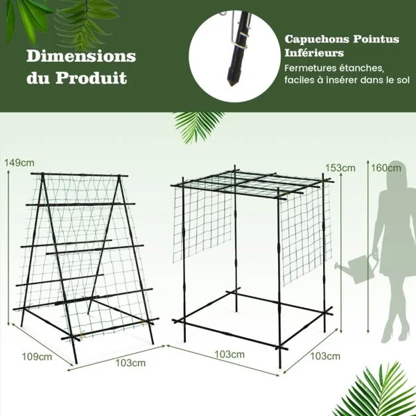 Treillis de Jardin en Métal Forme Réglable Filet de Protection Clips-pince Textures Antidérapantes Plantes Grimpantes Noir