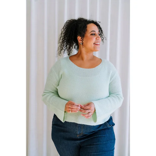 Tricot en laine ÉMILY - vert menthe