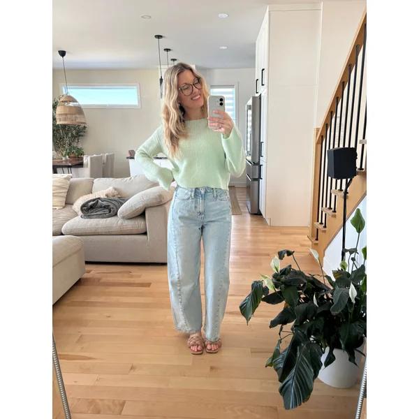 Tricot en laine ÉMILY - vert menthe